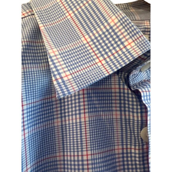 Charles Tyrwhit Men’s Red White Blue Check Button Down Shirt Cotton Sz 161/2 by - Picture 5 of 8